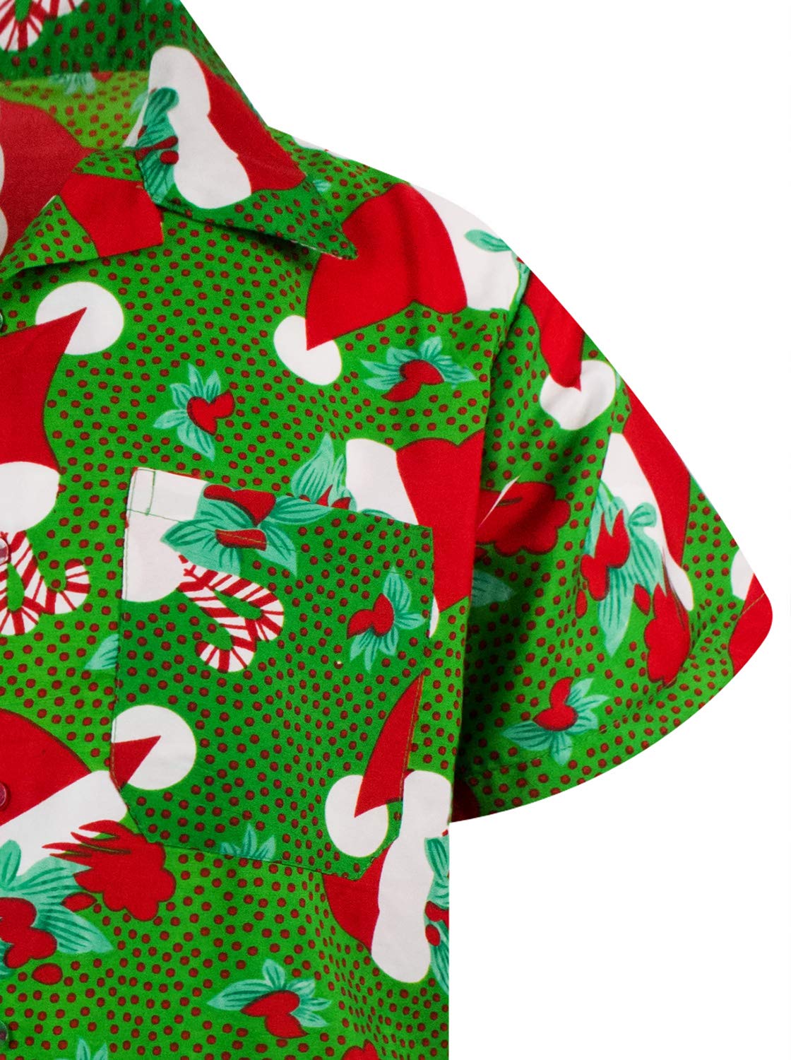 V.H.O. Funky Hawaiian Shirt Men Short-Sleeve Front-Pocket Christmas Designs - Image 5
