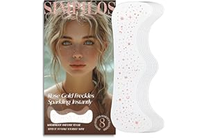 Simpilos Body Face Glitter Rave Festival Pride Party Accessories - Rose Gold Waterproof Face Tattoos Speckles Makeup Patches for Women - 8 Counts