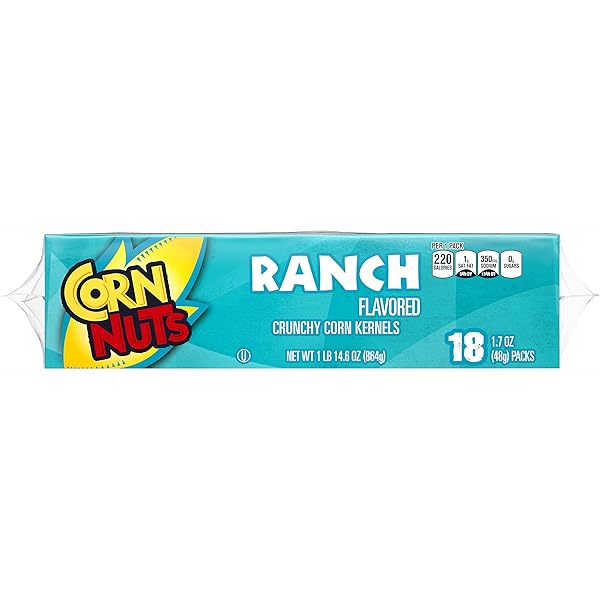 CORN NUTS RANCH FLAVORED CORN KERNELS, CRUNCHY CORN SNACKS, SNACK BOX, VARIETY PACKS FOR ADULTS, 1.7 OZ. (PACK OF 18)