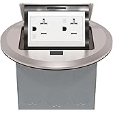 TG Round Pop-Up Floor Box Kit, 20A Tamper-Resistant Weather Resistant Receptacle Outlet, Outlet Cover Box, Watertight Gasket and Corrosive Resistant Hardware, Nickel Plated Brass, Stainless Steel