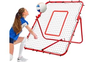 PRAOUTSAD Official Balls + Installation-Free Practice Volleyball Rebounder Net for Backyard Training Baseball Soccer Rebounder - Adjustable 7 Angles x 4 Zones - Easy Setup All Angle Training Ball Improve Skill
