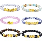 Hicarer 6 Pcs Feng Shui Bracelets Bulk for Men Women, Wealth and Luck Bracelet with Pixiu Charm for Protection Lucky Pi Yao Beaded Decorations Chinese Jewelry Gifts