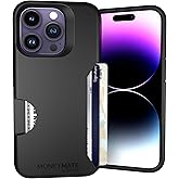 Scooch for iPhone 14 Pro Case with Card Holder, Moneymate Wallet Case with Hidden Card Slot and Protection for 4 Cards, 10-Foot Drop Protection, Black