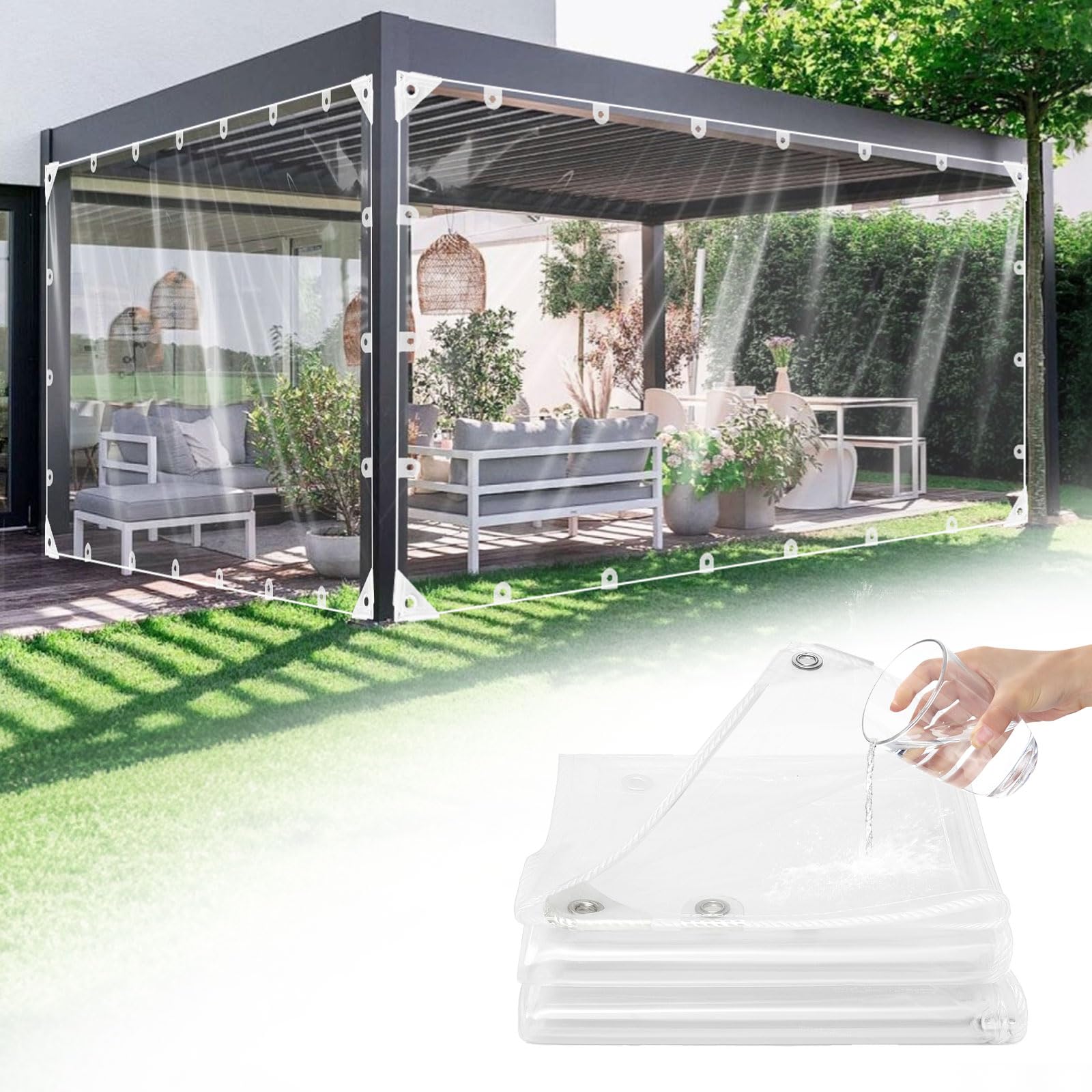 GKXLH Plane Wasserdicht Hochbelastbar - Verbesserte Widerstandsfähige PVC Klar Plane 1.5m x 3m, Dicke 400 g/m² Winddichte Abdeckplane Wasserdicht, Frostbeständige Gartenplane für den Außenbereich