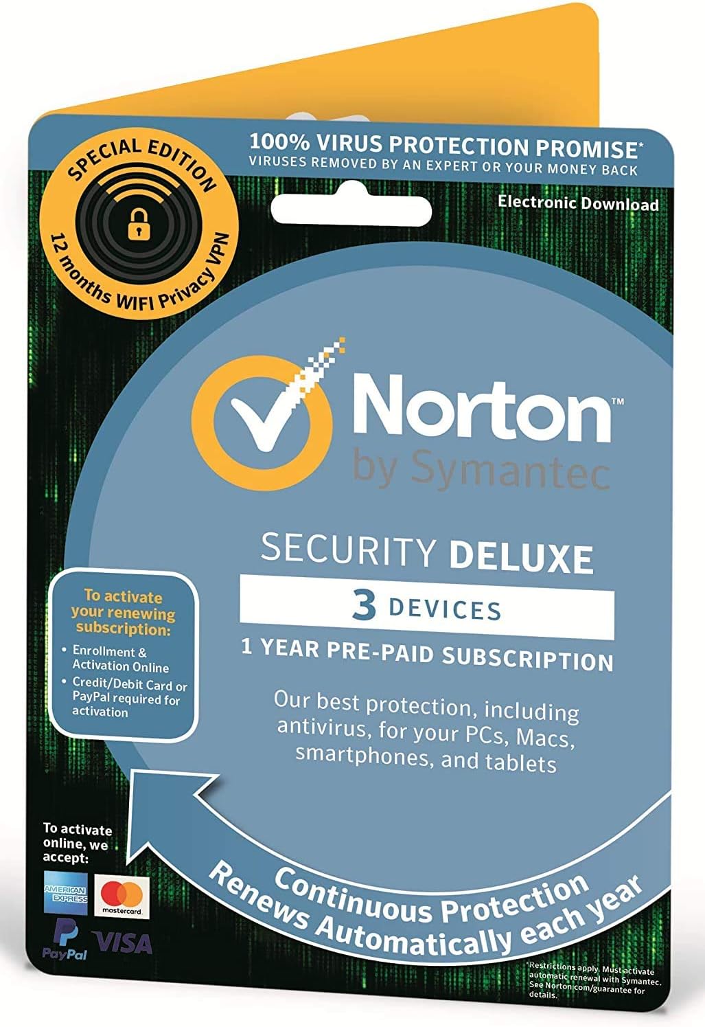 Norton Security Deluxe and Wifi Privacy 1 Year3 DevicePC/Andriod/Mac