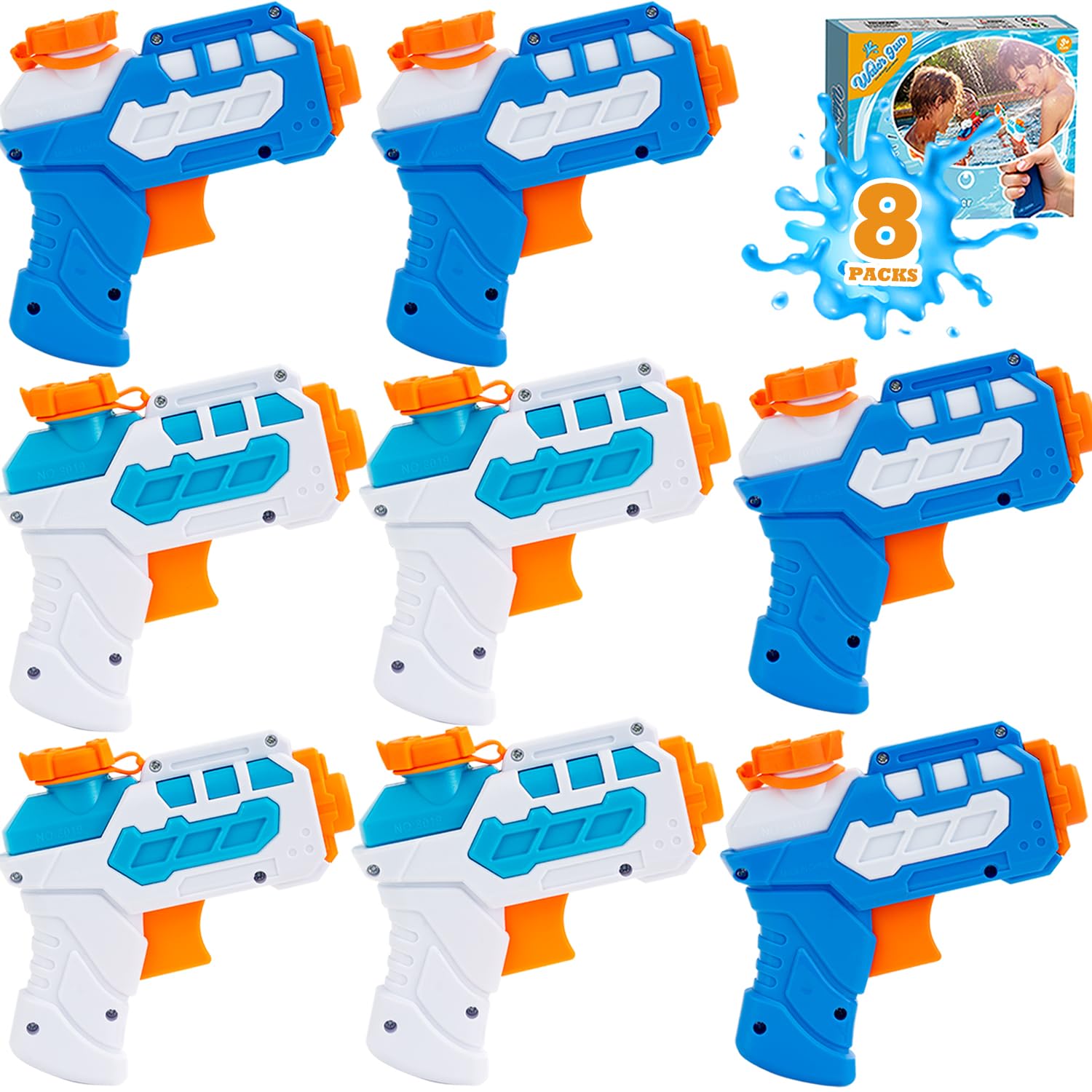 Photo 1 of 8 Pack Water Pistol for Kids, Small Mini Water Squirt Gun for Summer Pool Garden Beach, Birthday Party Favors Fillers for Boys Girls Outdoor, Training Toy for Dog Cat (Blue/Light Blue)