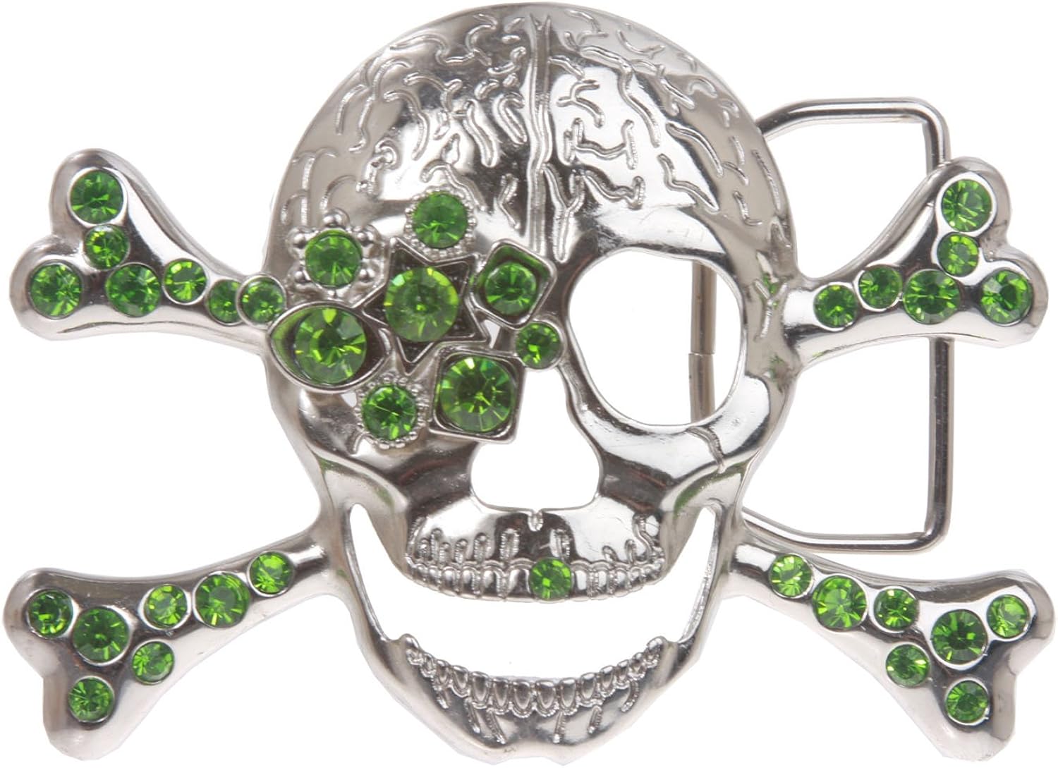 Rhinestone Skull & Crossbones Pirate Belt Buckle Color: Black: Clothing