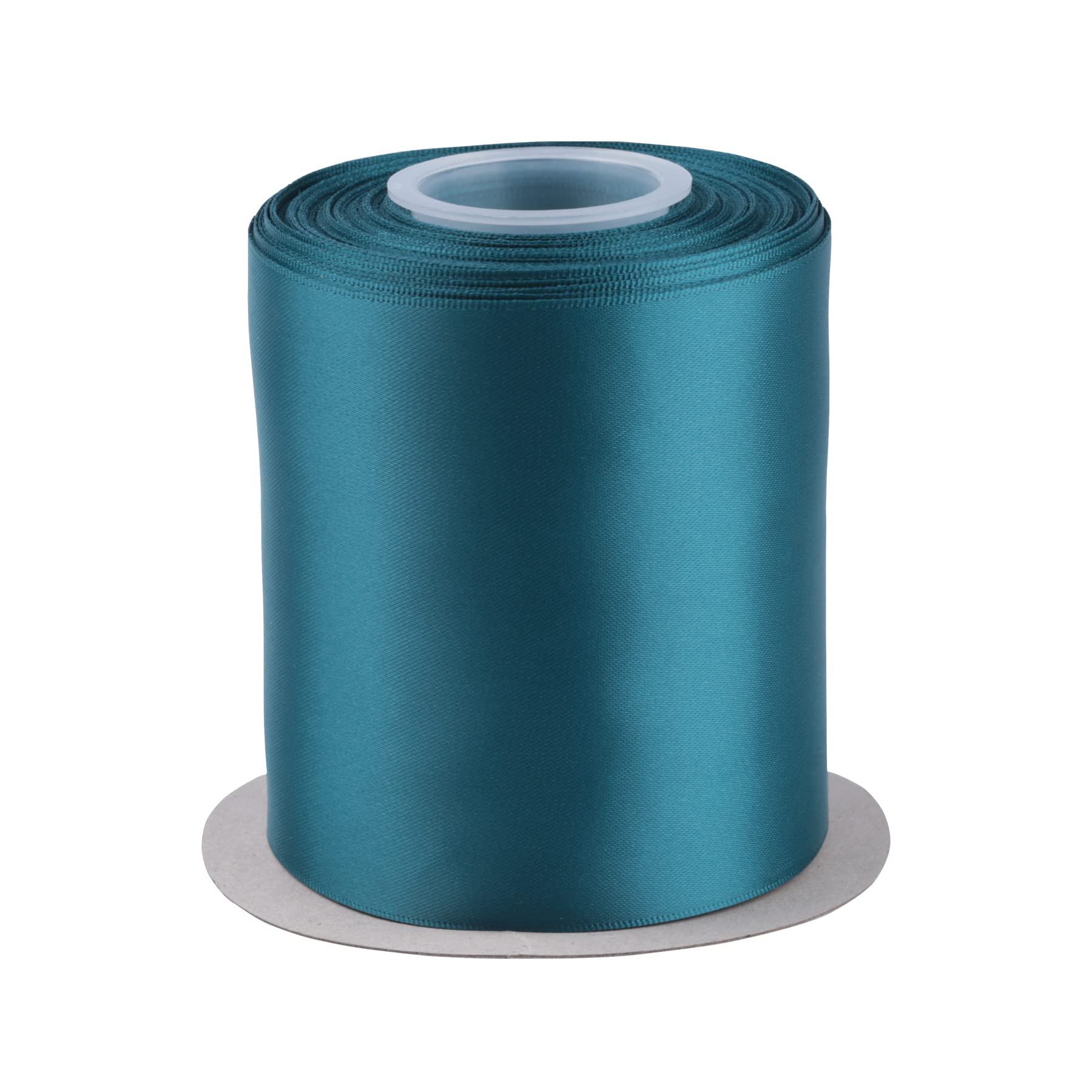 Fondersy 100mm X 22M Double Faced Satin Ribbon Teal Polyester Ribbon for Gift Wrapping Wedding Decoration Floral Arrangement Crafts
