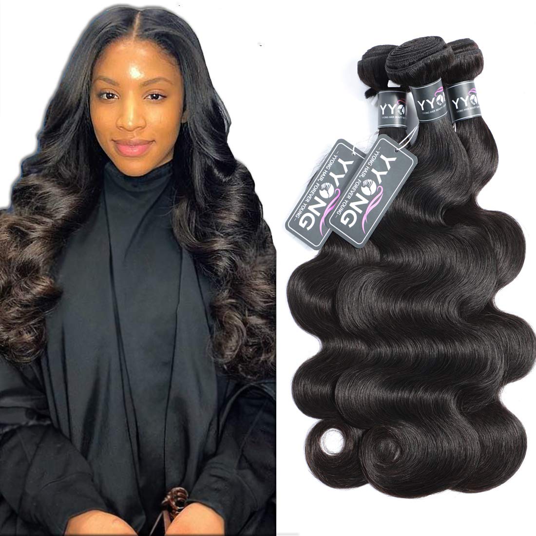 YYONG Human Hair Bundles Brazilian 