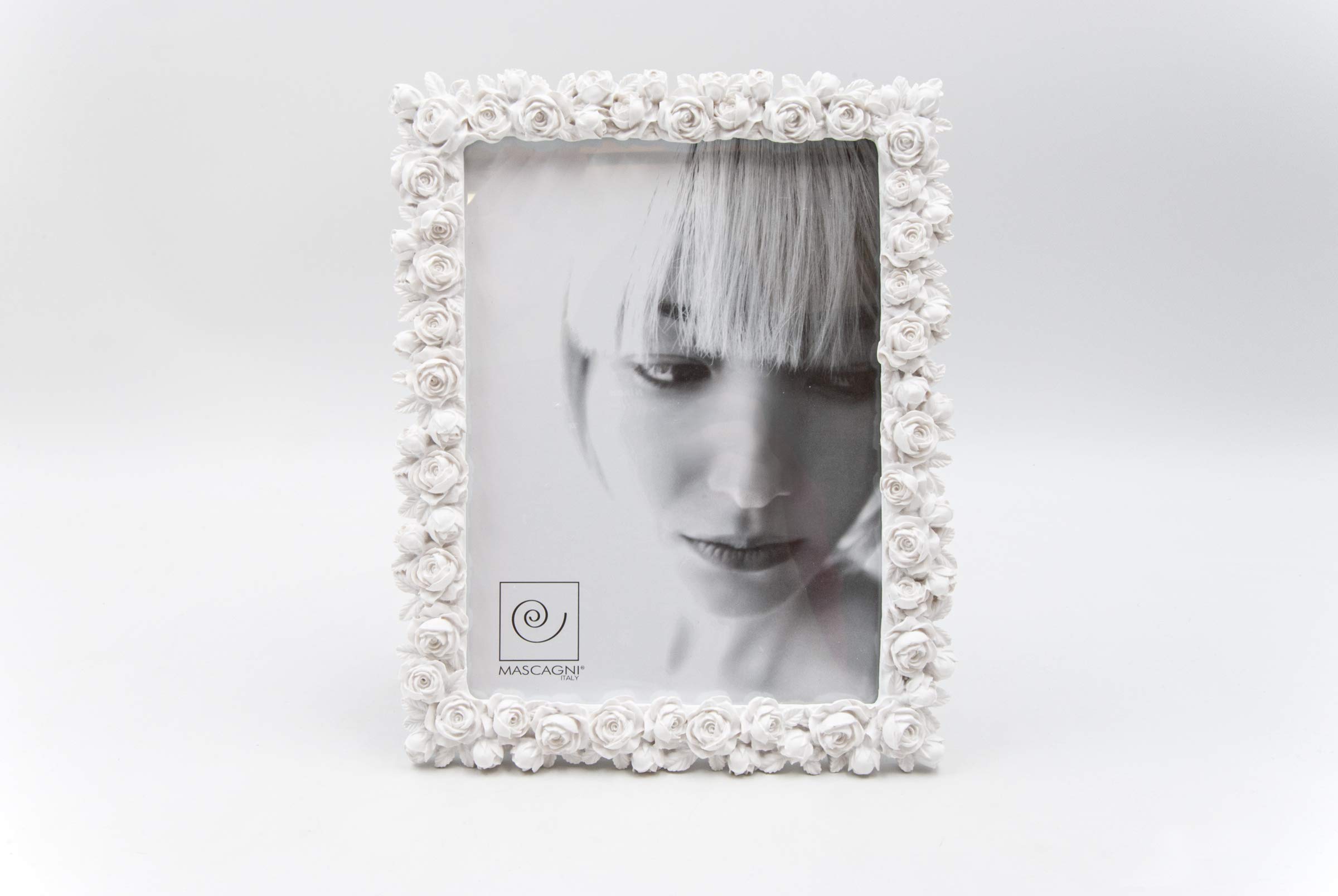 Mascagni Casa 8003426021477 Photo Frame Size 13 x 18 White with Rose Pattern 286