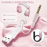 Ozeino Gaming Headset with Microphone Pink 50mm Drivers 3D Surround PS5 PS4 view 5
