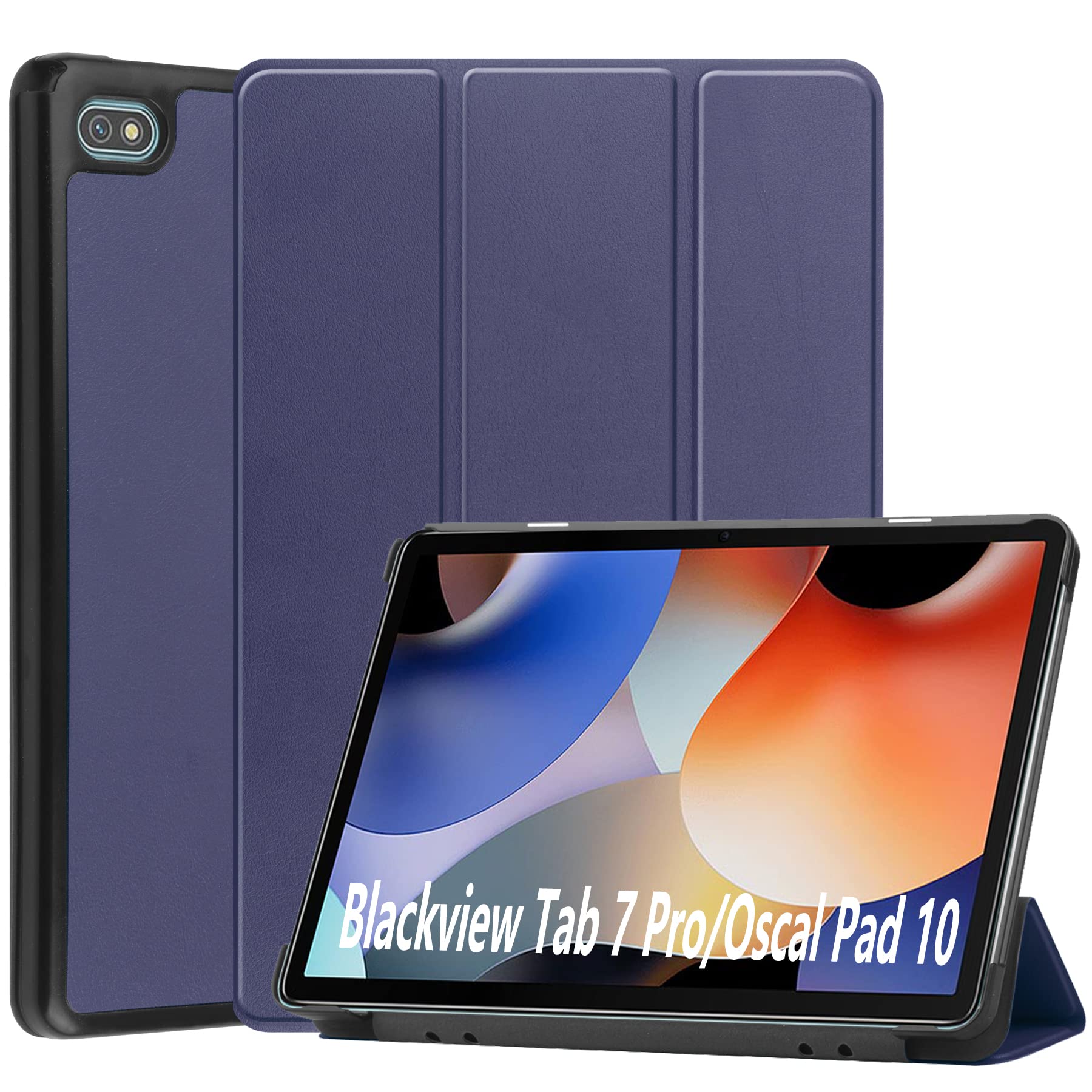 Dlahaby Case Compatible with Blackview Tab 7 Pro/Oscal Pad 10,Slim Smart Shell Flip Cover with Stand Function for Blackview Oscal Pad 10/ Tab 7 Pro 10.1 Inch Tablet,Dark blue