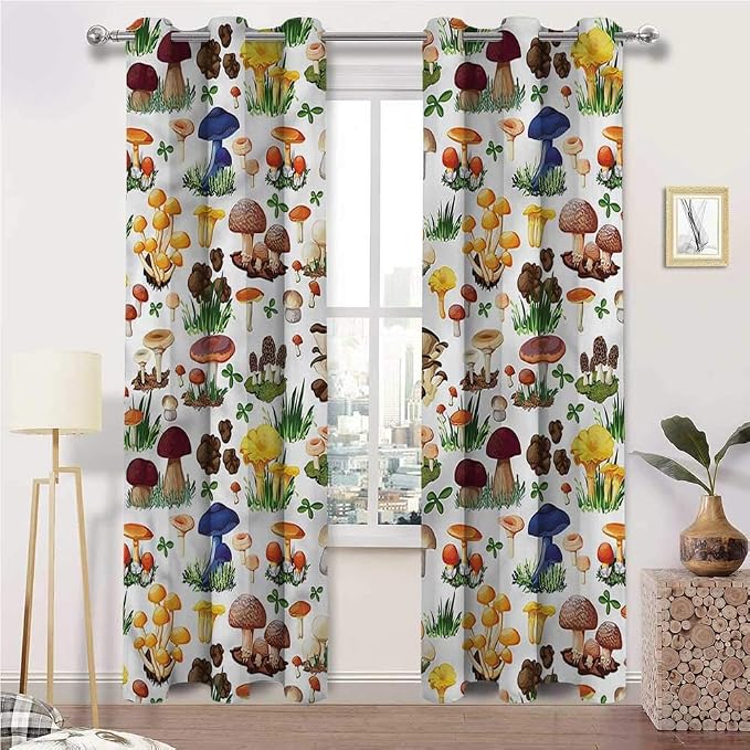 Amazon.com: Mushroom Grommet Light Blocking Window Drapes Mushrooms