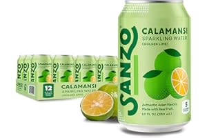 Sanzo Flavored Sparkling Water - Golden Lime Seltzer (Calamansi) - Low Calorie Low Sugar Soda - Craft Asian Drinks - Vegan Gluten Free Carbonated Flavored Water - Fizzy Healthy Drinks - 12oz, 12 Pack