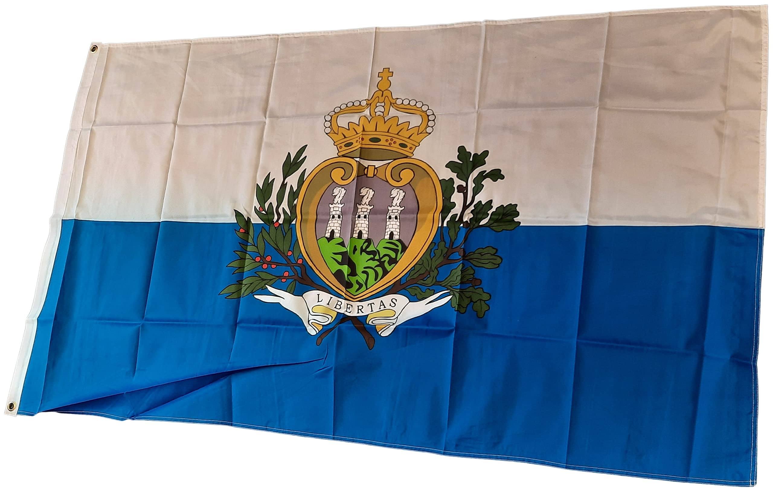 NWFlags San Marino Flag 5ft x 3ft 75d Premium Polyester Suitable For Flagpoles | Strong Polyester 5x3 foot material large flag banner with two metal Eyelets