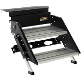 Lippert Solid Step 4.0 Premium Double RV Camper Entry Steps with 26" Step Width, XL Top Tread, 8" Rise, 500-lb. Weight Capacity, Adjustable Legs, Recessed Feet, Foldable Design - 2024056996