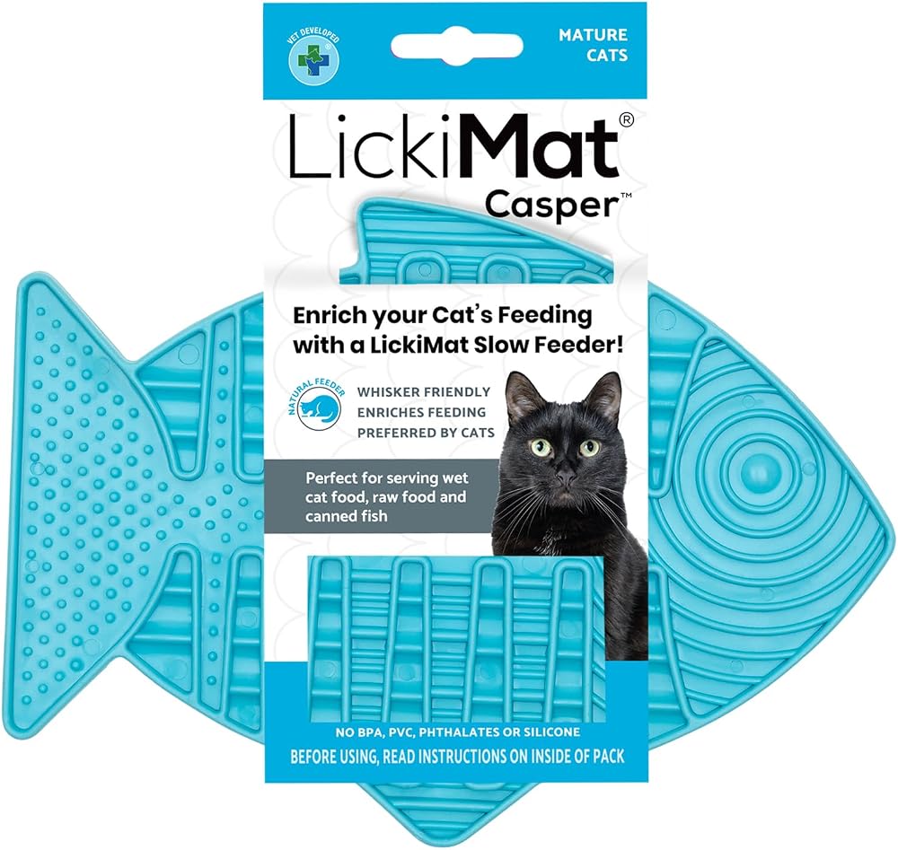 LICKIMAT Casper Fish-Shaped Cat Slow Feeder Turquoise