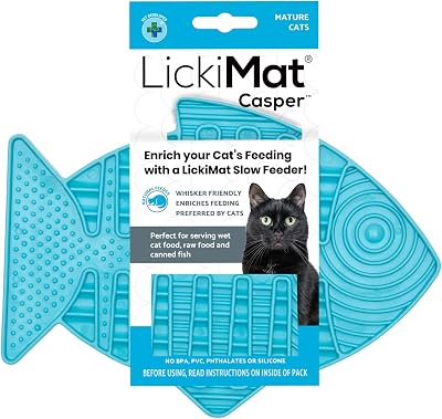 LICKIMAT Casper Fish-Shaped Cat Slow Feeder Turquoise