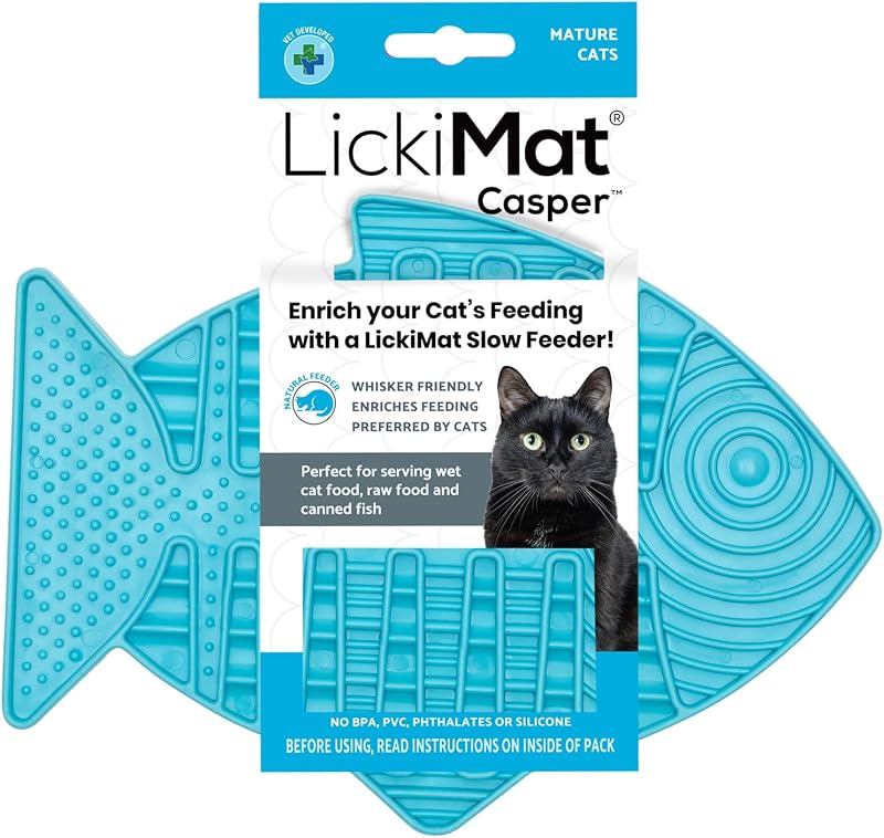 LICKIMAT Casper Fish-Shaped Cat Slow Feeder Turquoise