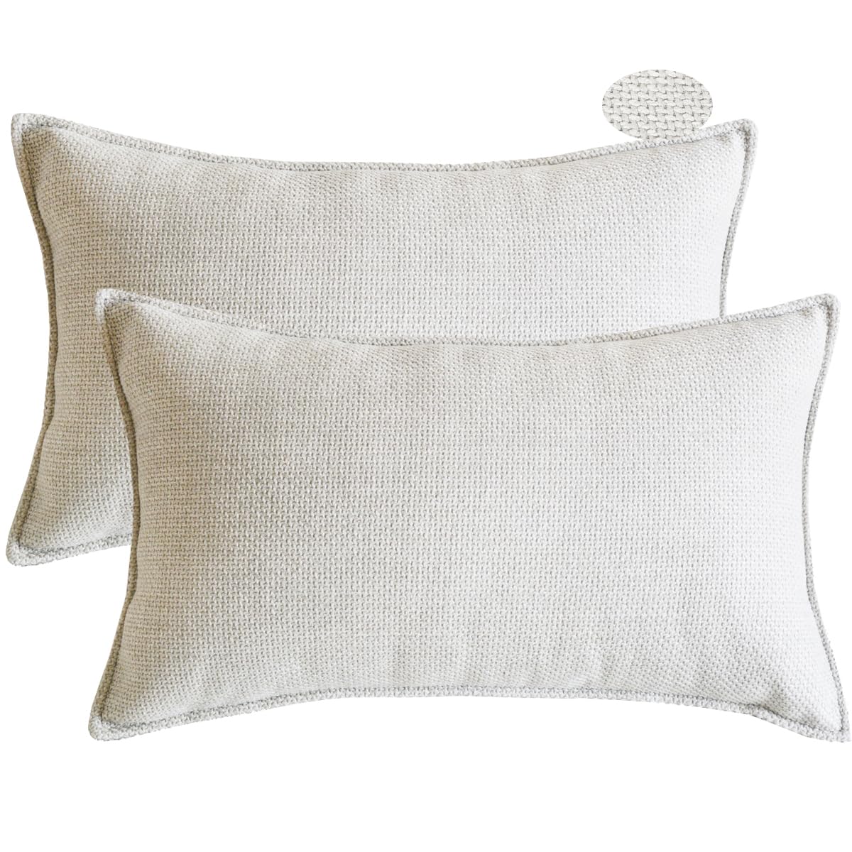Lutanky Linen Cushion Covers Pack of 2 Elegant Rectangle Throw Pillow Cases for Sofa Bedroom Home Decoration with Invisible Zipper Beige (30 x 50 cm, 2 Pieces)