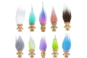YINTLILOCN Mini PVC Vintage Trolls Lucky Doll Mini Action Figures 1.2" Cake Toppers Chromatic Adorable Cute Little Guys Collection, School Project, Arts Crafts, Party Favors (10pack)