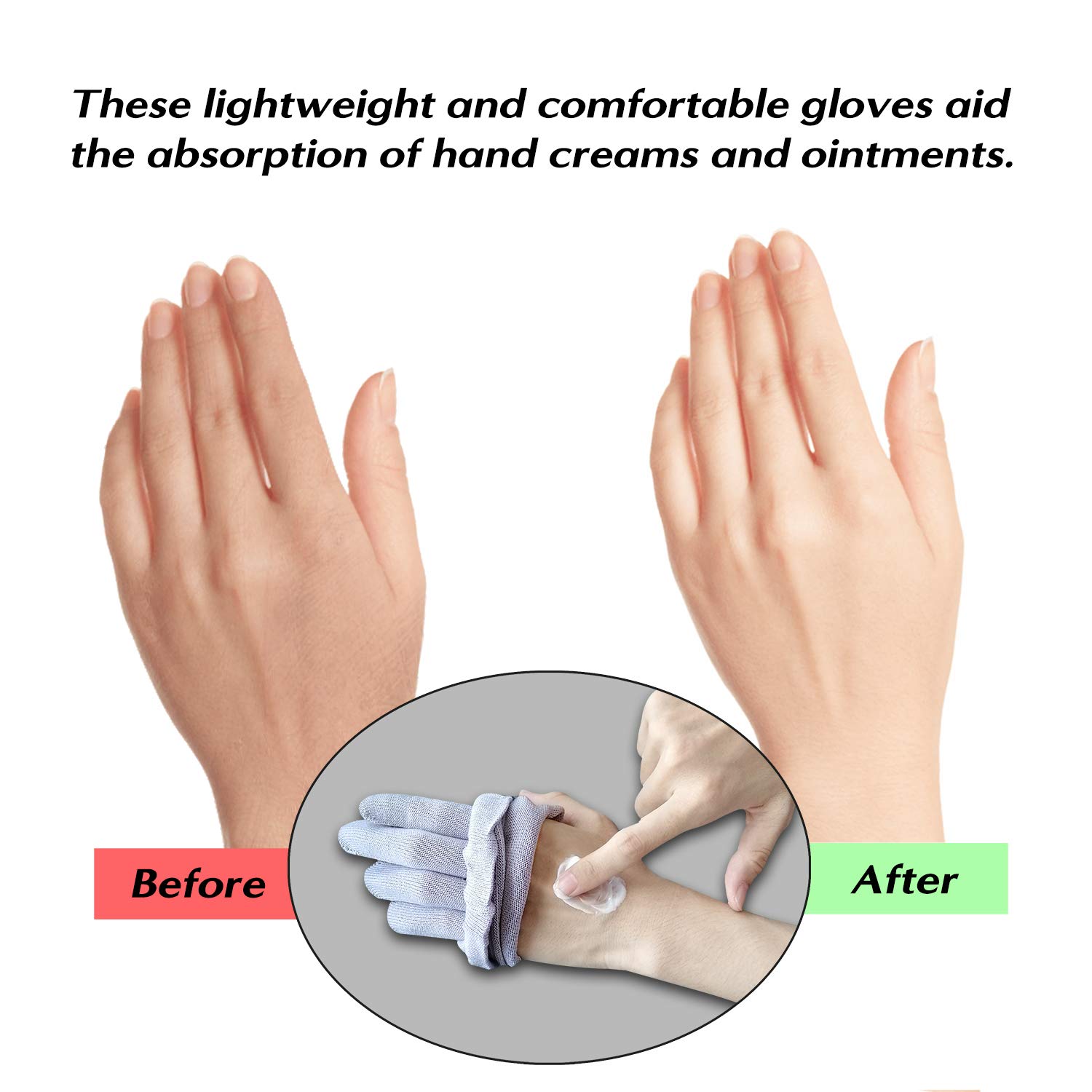 MIG4U Moisturizing Beauty Gloves Touchscreen Overnight Sleeping Glove for Women Dry Hands, Nighttime Lotion, Eczema, SPA, Cosmetic Treatment, grey purple 3 pairs size l/xl : Beauty