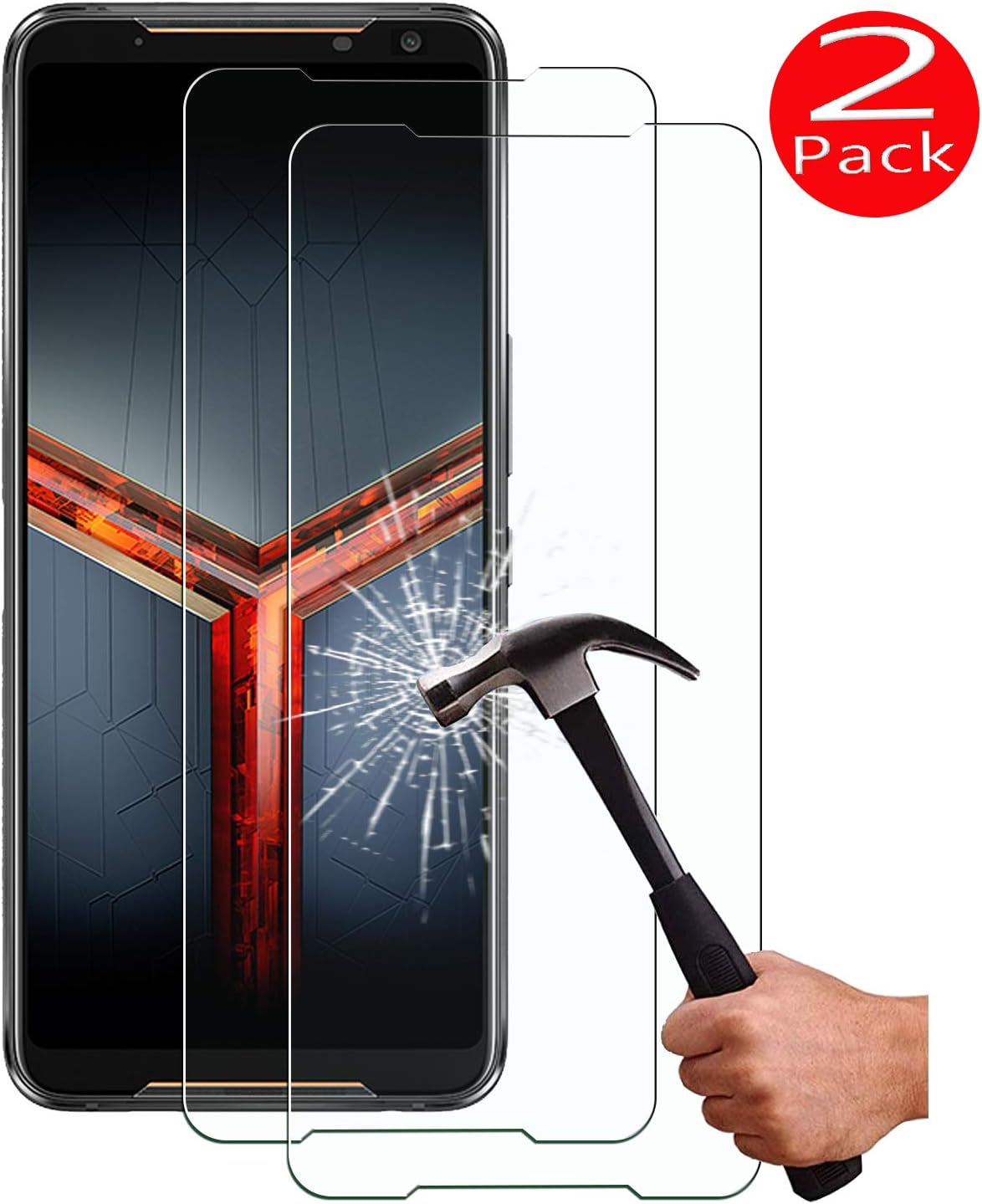 ViViKaya Screen Protector for ASUS ROG Phone II/ZS660KL, [2 Pack] Premium Quality Tempered Glass Film Protector for Asus ROG Phone II [Transparent]