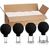BBTO 4 Pieces Glass Cupping Set Glass Silicone Cupping Cups Massage Vacuum Suction Cupping Cups for Body Face Leg Arm Back Shoulder Muscle and Joint Pain (Black)