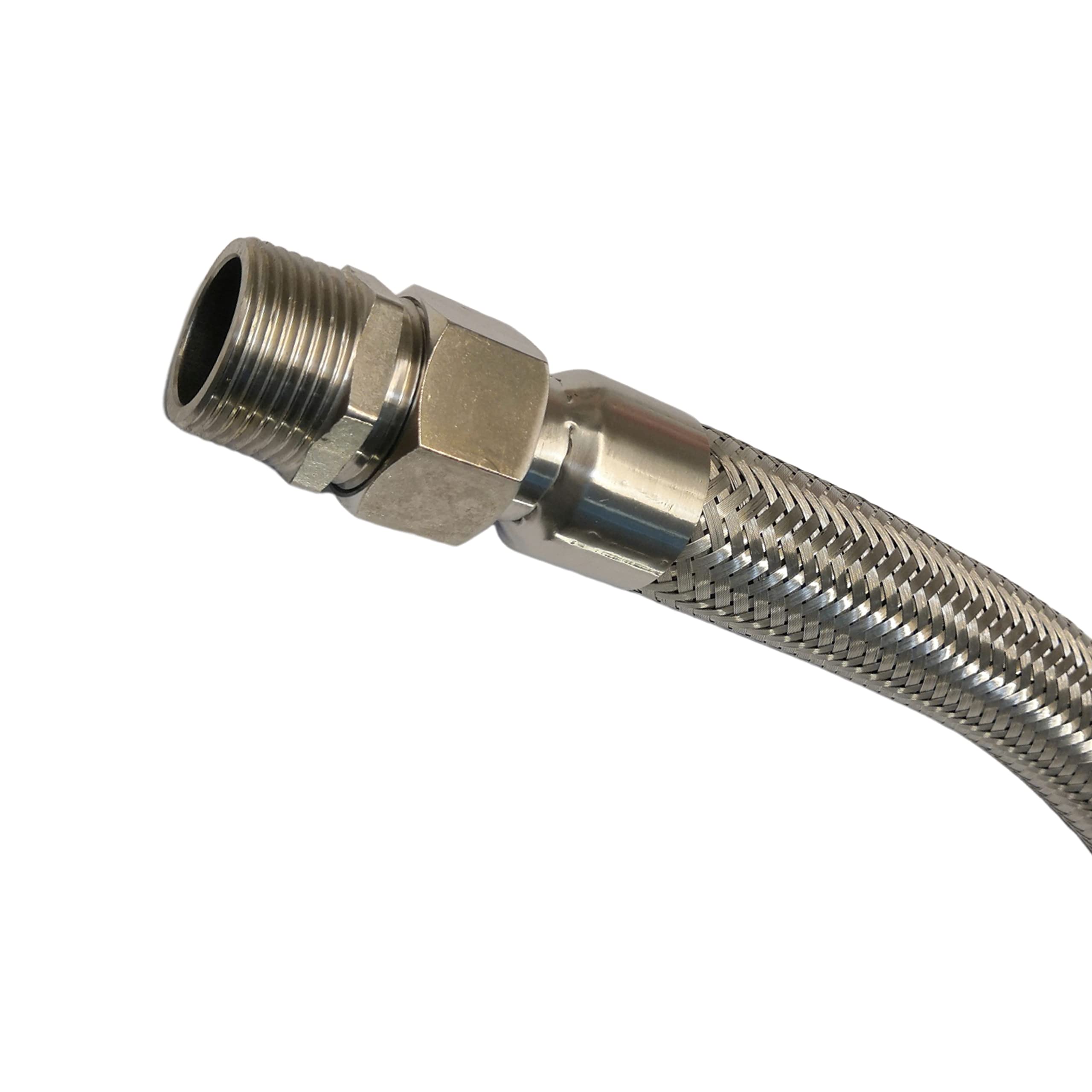 Photo 1 of Compressor Jumper Hose, 1" NPT Male x 20"Length,750°F, 450 PSI? Both Sides Fittings Rotate Freely, Flexible Whole body Stainless Steel Metal Hose