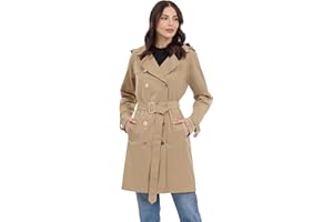 Michael Kors Womens Double Button Trench Coat With Belt and Detachable HoodTrenchcoat