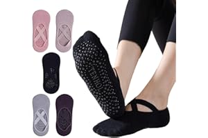 5 Pairs Pilates Socks,Non-Slip Yoga Socks with Grips,Yoga Socks Women with Straps for Yoga Pilates Ballet Dance