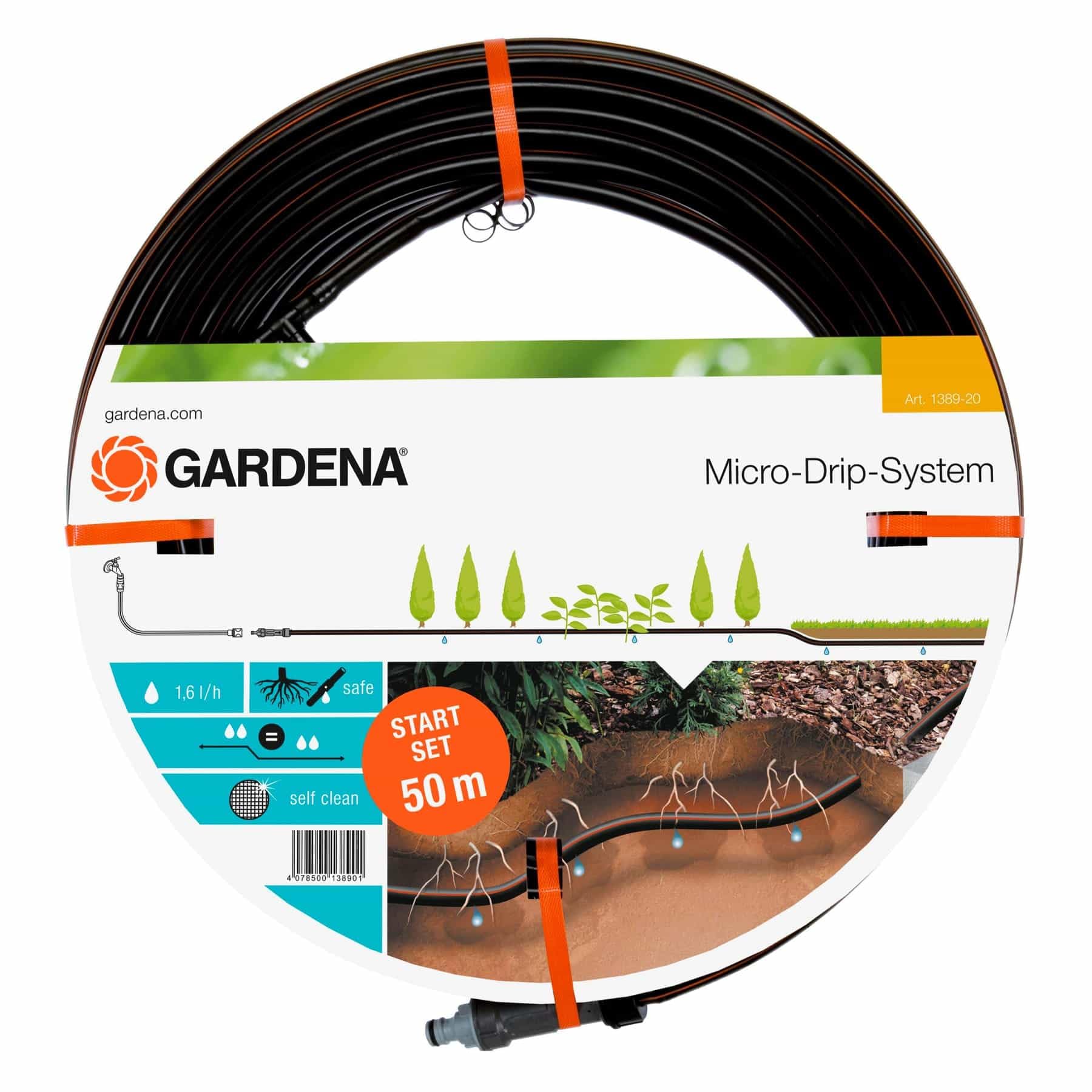 GARDENA Starter Set drip tube for underground plant rows 7.13 mm: water-saving drip hose for targeted, regular watering (1389-20)