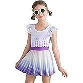 Ghteas Girls One Piece Swimsuits with Skirt UPF 50+ Floral Bright Bathing Suits for 3-10 Years