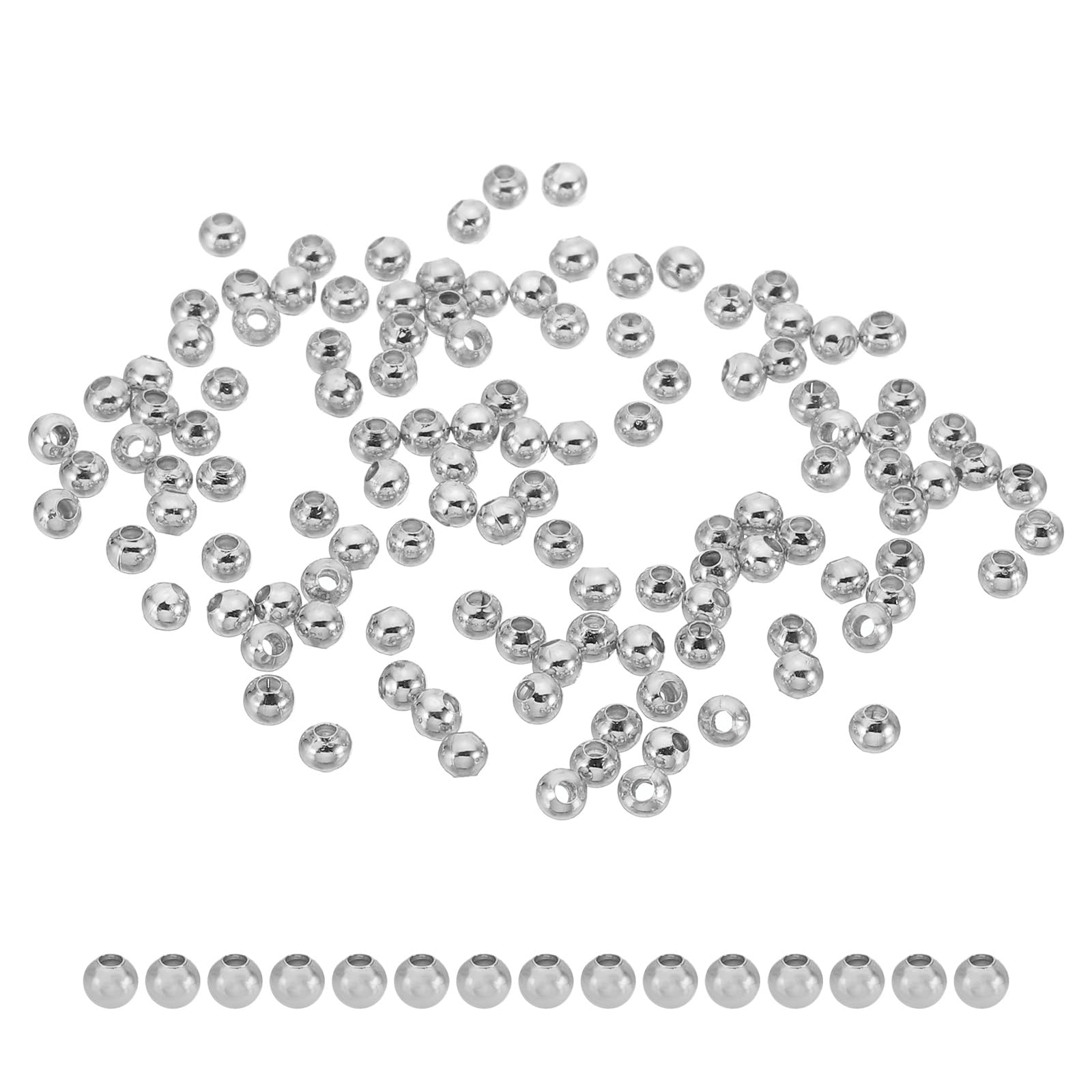 PATIKIL 3mm Gold Filled Spacer Beads for Jewelry Making, 100 Pack Metal Round Beads Brass Beads for Bracelets Earring Necklace DIY Craft, Silver Gray