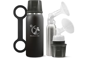 CERES CHILL OG Breastmilk Chiller, Reusable Storage Container, Up to 34 oz. - Bottle Cooler Keeps Milk at Safe Temperatures for Up to 20 Hours, Connects w/Most Pumps (Black)