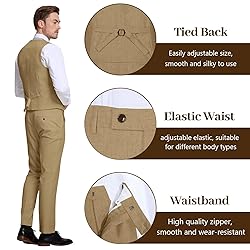 High-End Suits Retro Khaki Linen Men Suit Casual