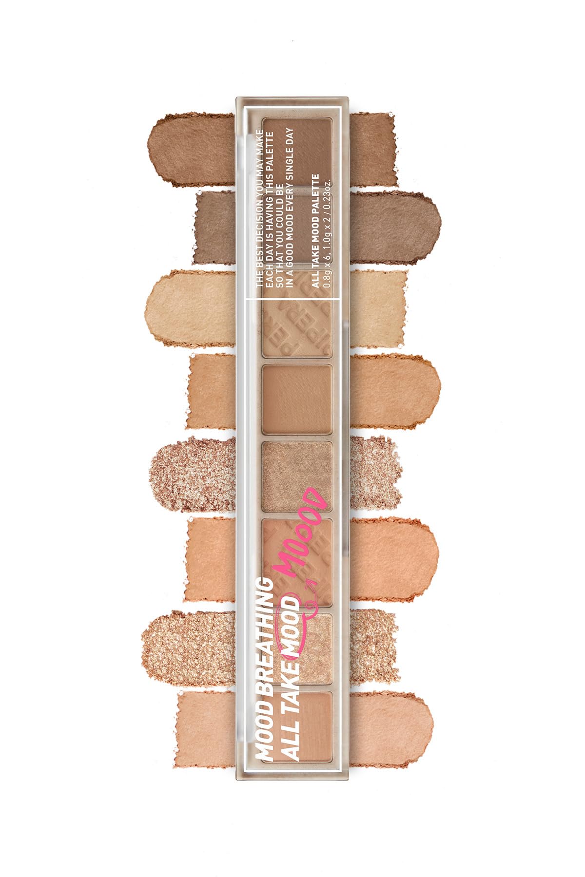 Peripera All Take Mood Palette Makeup - 8 Shades Eyeshadow - Matte Glitter Shimmer - Mood Breathing (Warm Neutrals) - 6.8g