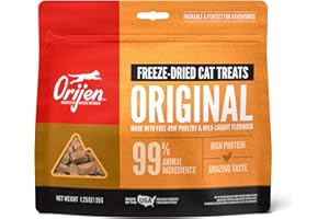 ORIJEN Freeze Dried Cat Treats Grain Free High Protein Raw Animal Ingredients Original 1.25oz Bag