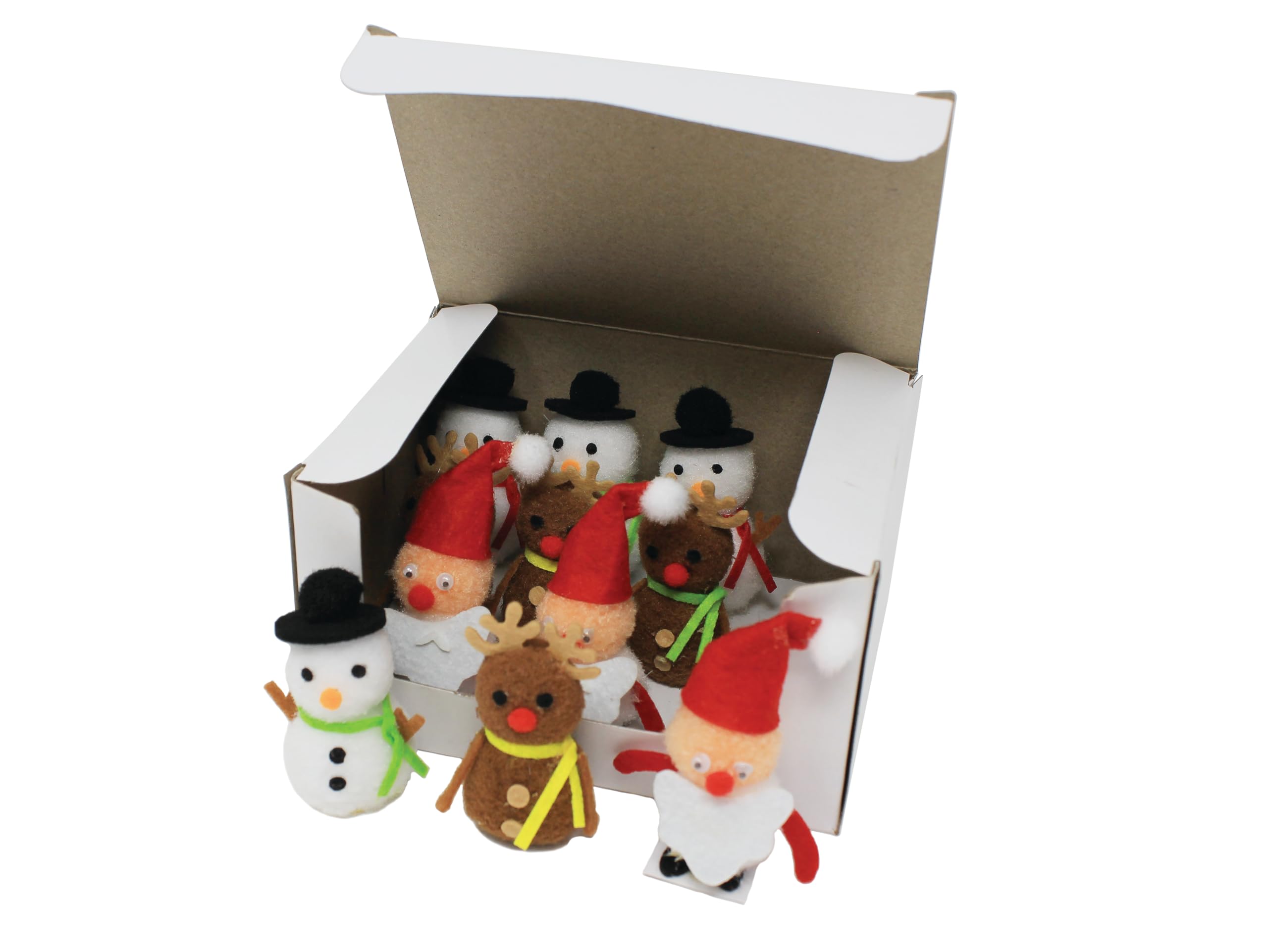 Bright Ideas Mini Christmas Set. PK11 Reindeer 6cm, Snowman 6cm and Santa 7cm Figures. Perfect for Christmas Crafting, Kids and Adult decorative Crafting Projects. BI8501.