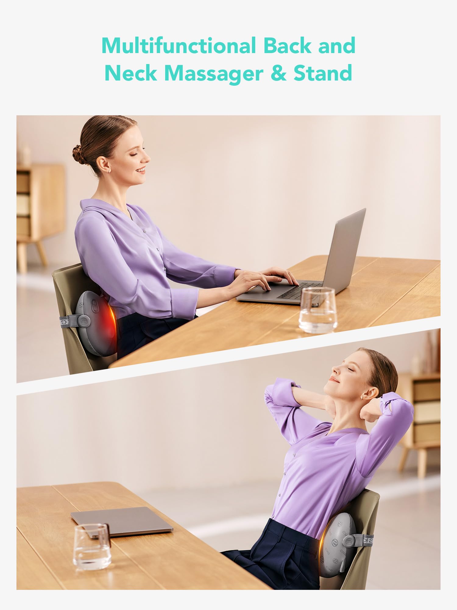 SKG Shiatsu Back Massager for Pain Relief Deep Tissue with Heat 4D Kneading Cordless Electric Massage Pillow Christmas Gifts for Men Women Dad Mom Grandpa