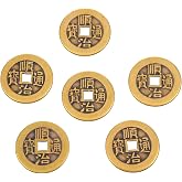 Hadnves 6 PCS I Ching Coins 1.1" W Brass, Chinese Lucky Coin for Decor | Bring Good Luck