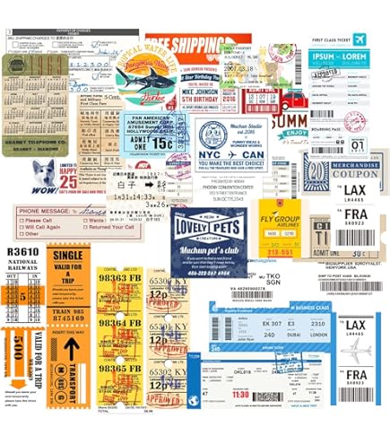 Lot De 90 Autocollants Cinéma Vintage - Bandes Film, Caméras, Tickets, Pour Scrapbooking Et Décoration