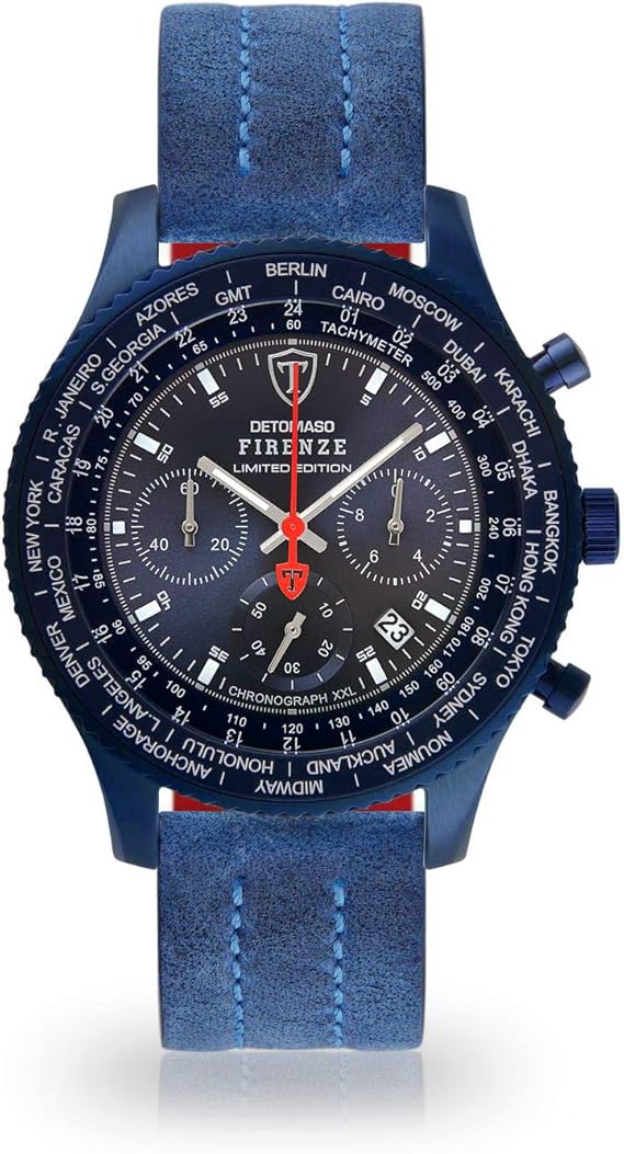 Detomaso Firenze Xxl All Blue Limited Edition Men S Watch Chronograph Analogue Quartz Blue Stainless Steel Case Blue Dial Amazon Co Uk Watches