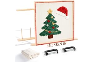 BESGEER Tufting Frame for Rug Making, 35.5" x 35.5" Wooden Tufting Frame, Rug Making Supplies