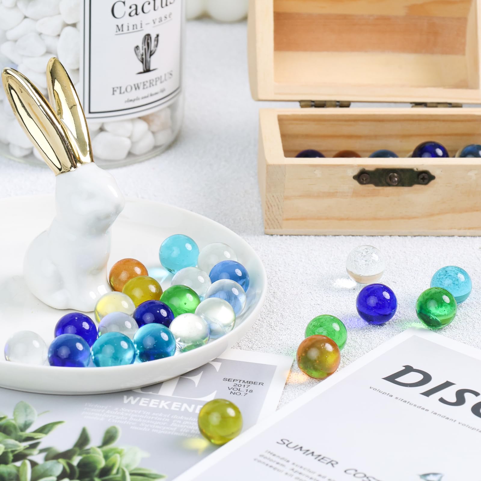 3 otters 90PCS Glass Marbles Bulk, for Kids Marble Run Games, Vase Fillers DIY Home Decor