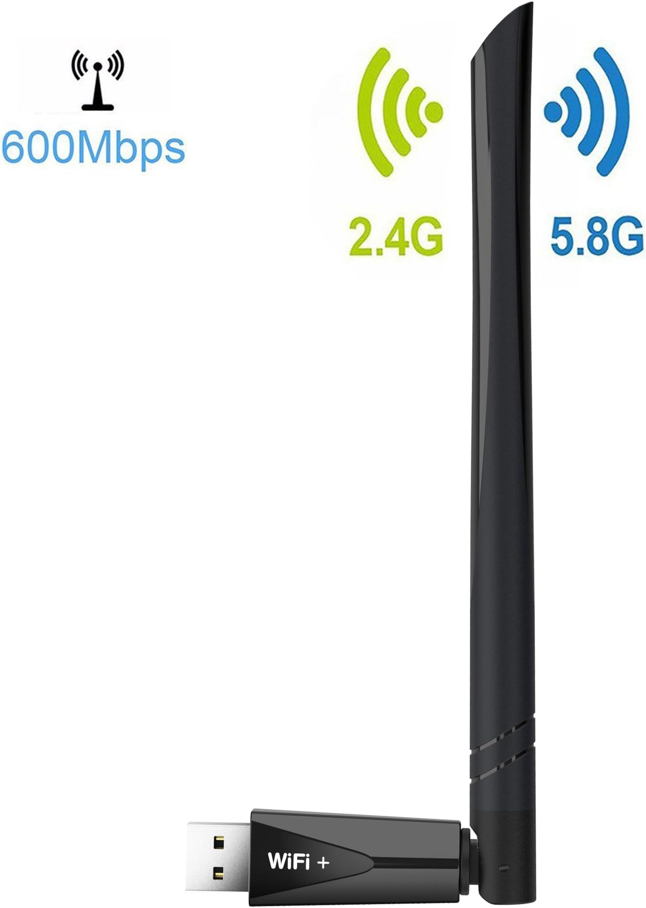 VKAKA 600Mbps USB Wifi Adapter (2.4G/150Mbps+5G/433Mbps) plug and play and requires no drivers Support windows10/8.1/8/7/XP/Vista