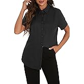 GUANYY Womens Classic-Fit Dress Shirts Short Sleeve Button Down Shirt Casual Work Office Business Wrinkle-Free Blouse
