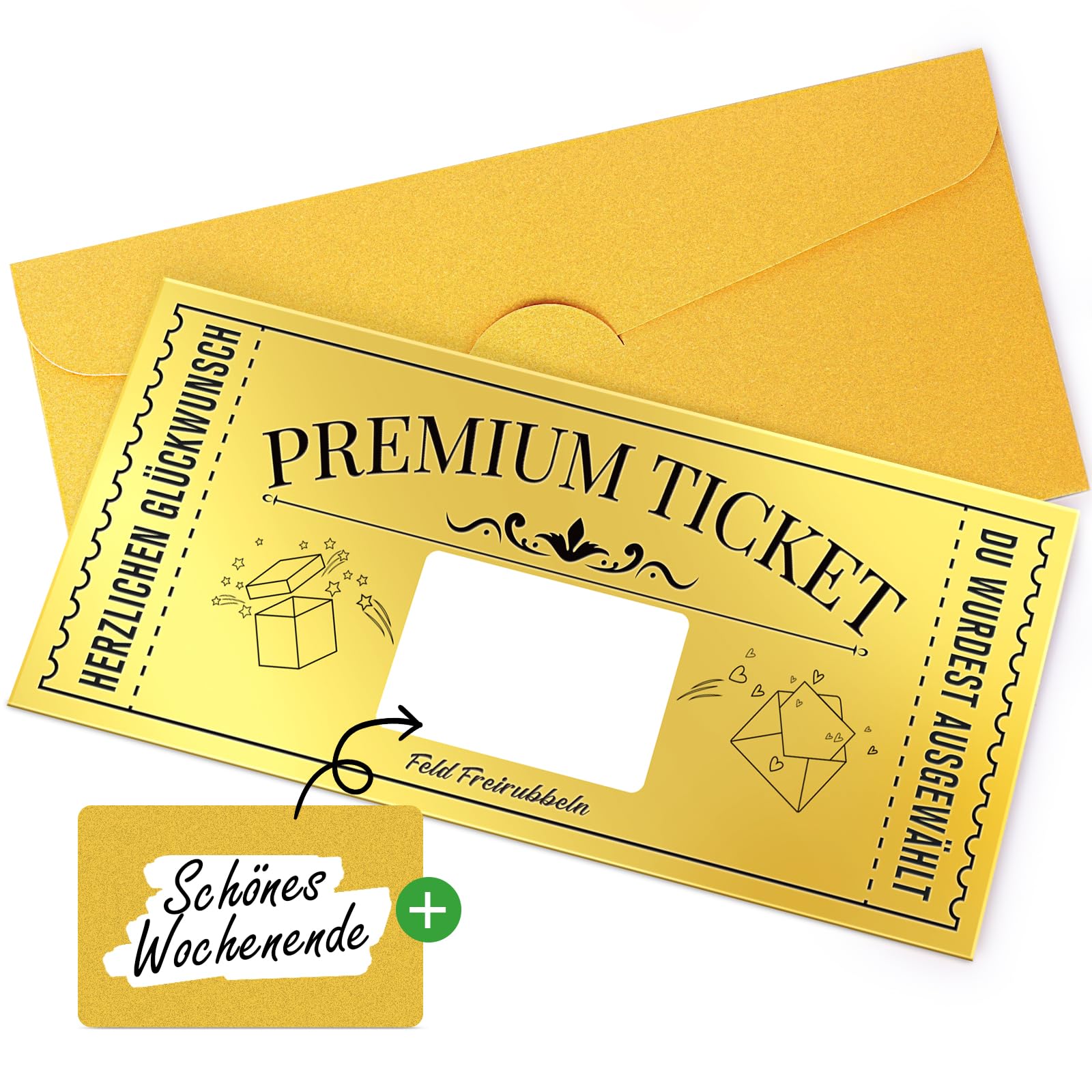 FITMITE Goldenes Ticket, Spezielle Geburtstagskarte mit Rubbelaufkleber, Geschenke für Frauen, Geschenk Idee für Freundin, Mama, Kind