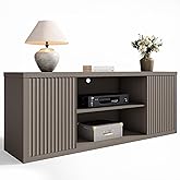 Eclatara Modern TV Stand for TVs Up to 65 Inch, Fluted Entertainment Center with Storage Cabinet, TV Media Console Table with