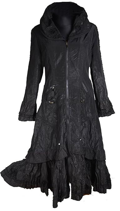 Damen Lagenlook warm GEFÜTTERT Übergangsmantel Mantel Swinger Ballon Trench Coat 38 40 42 S M Schwarz Übergang Winter Winterm